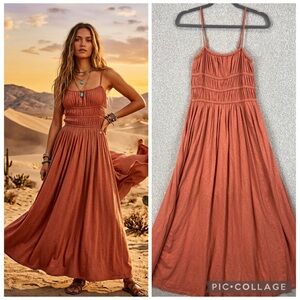 American Eagle Sunchaser milkmaid maxi dress Small desert clay stretchy boho